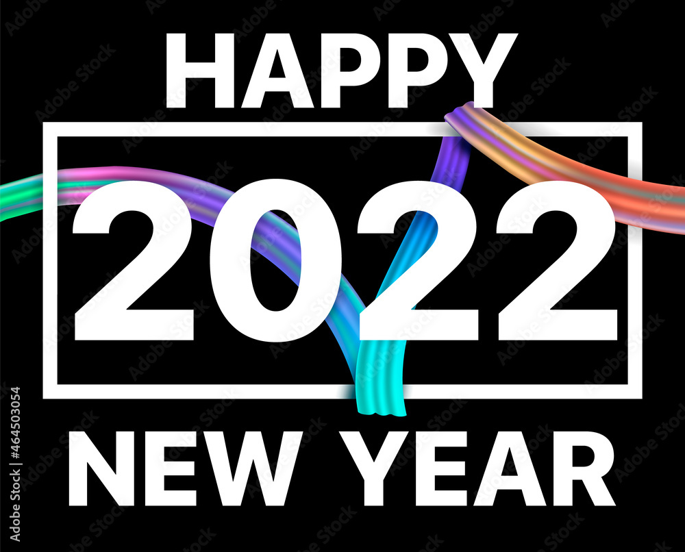 Poster 2022 calendar number header color brush paint stroke background.