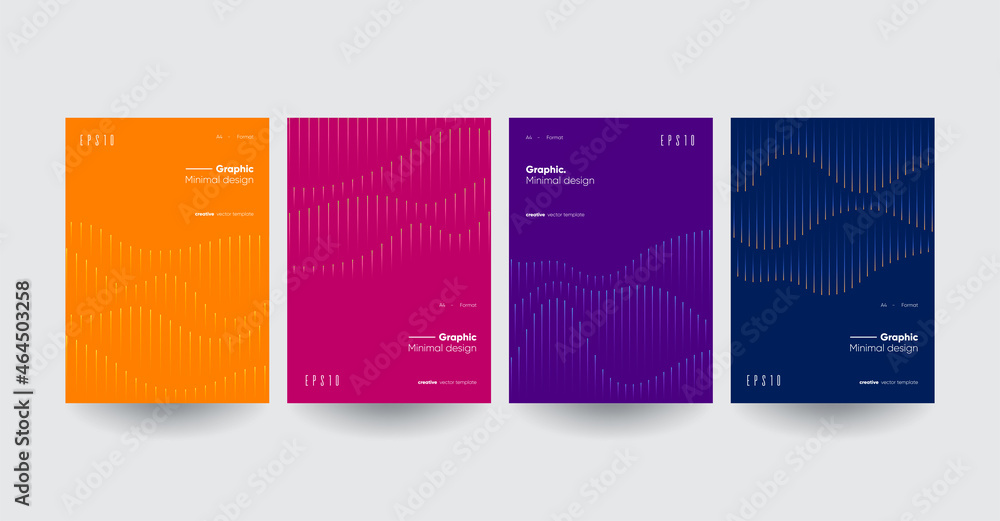 Poster modern minimal brochure templates. wavy linear patterns composition.