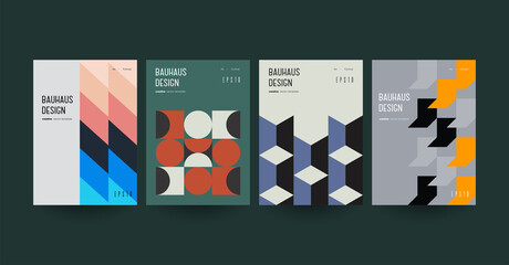 Bauhaus brochure template collection. Minimalist design concept. 