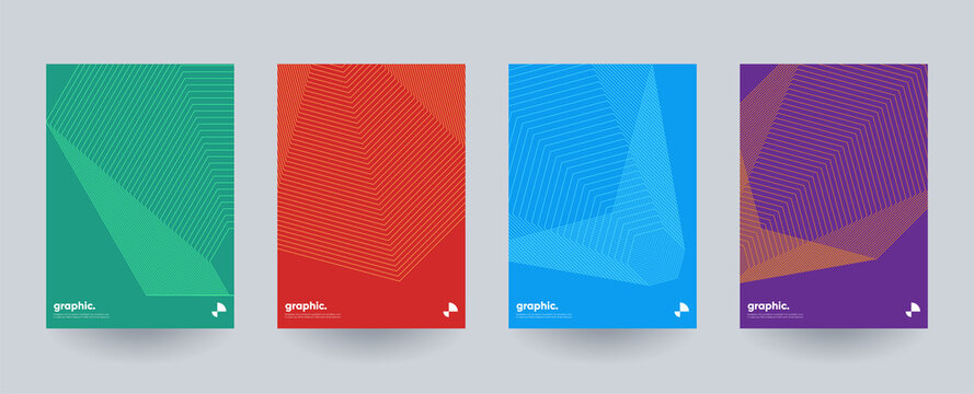 Modern minimal brochure cover templates. Wireframe shapes composition.	