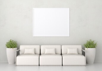 3D Mockup photo frame in Modern interior of living room