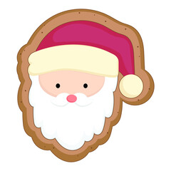 Gingerbread Santa Christmas Cookies. Vector illustration