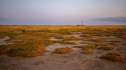 Leuchtturm Westerheversand beim Sonnenuntergang