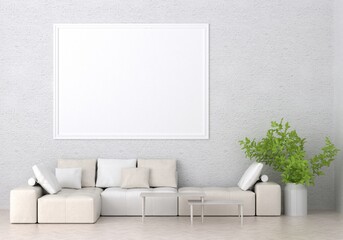 3D Mockup photo frame in Modern interior of living room
