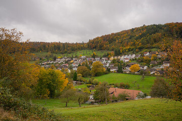 Fototapeta na wymiar autumn landscape in the mountains in Switzerland
