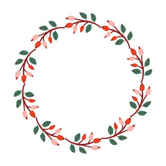 Merry Christmas and new year colorful wreath. Bright vector decor for web and print. 