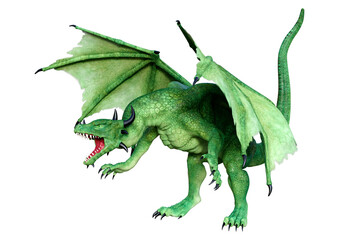 Fototapeta premium 3D Rendering Fairy Tale Dragon on White