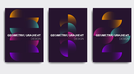Fototapeta premium Minimal geometric poster set. Geometric gradient shapes composition. Vector EPS 10.