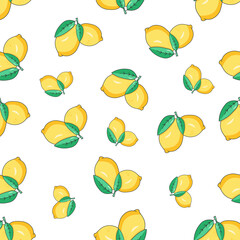 Naklejka premium Yellow lemon pattern in a bright style on a light background.