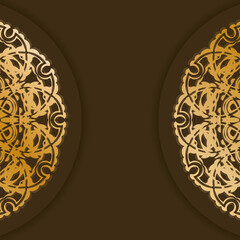 Greeting card in brown with vintage gold ornaments for your brand.