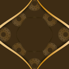 Greeting card in brown color with luxurious gold pattern prepared for typography.