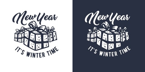 Obraz premium New year gifts for christmas. Winter design with present for merry christmas holiday