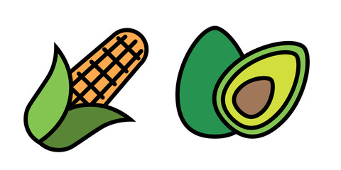 Vector illustration of vegetables. Eco-friendly food. Vegetarian food