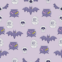 Seamless pattern with halloween attributes - vector illustration, eps stock illustration