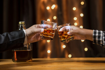 whiskey, for a friendly party in a bar or a restaurant.