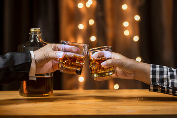 whiskey, for a friendly party in a bar or a restaurant.