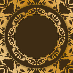 Leaflet in brown color with abstract gold ornament for your congratulations.