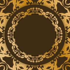 Leaflet in brown color with abstract gold ornament for your congratulations.