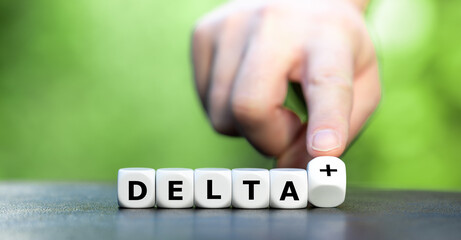 Symbol for the covid variant delta plus. Dice form the expression 
