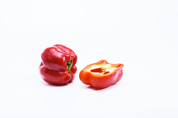 Red Bell peppers isolated on a white background healthy life concept