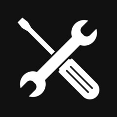 Wrench and screwdriver, repair icon on grey background