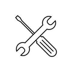 Wrench and screwdriver line icon