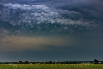mammatus clouds in the stormy sky, Poland, Lublin - obrazy, fototapety, plakaty