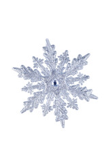 Silver snowflake isolated on white background. Snowflake as a Christmas ornament for design.