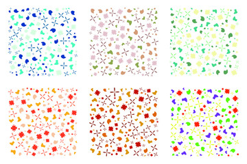 set of colorful fabric patterns, digital paper patterns.