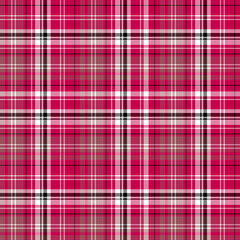 Seamless pattern in dark pink, white and black colors for plaid, fabric, textile, clothes, tablecloth and other things. Vector image.
