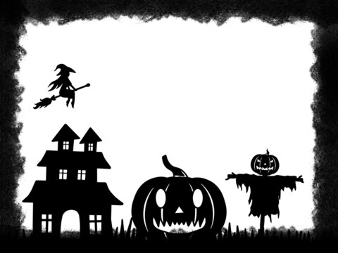 Halloween Silhouette. black and white image illustration