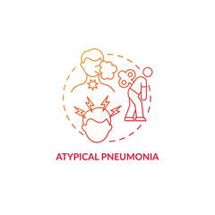 Atypical pneumonia red gradient concept icon. Pulmonary inflammation type abstract idea thin line illustration. Lower respiratory tract infection. Vector isolated outline color drawing