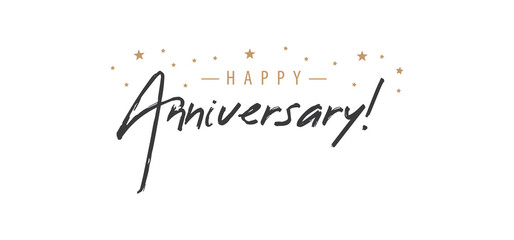 Happy Anniversary calligraphy inscription. Greeting banner. Hand drawn style design. Handwritten modern lettering.