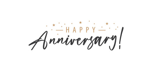 Happy Anniversary calligraphy inscription. Greeting banner. Hand drawn style design. Handwritten modern lettering.