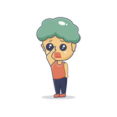 The character of the child is crying because of the corona virus
