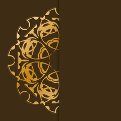 Card in brown color with mandala gold ornament for your brand.