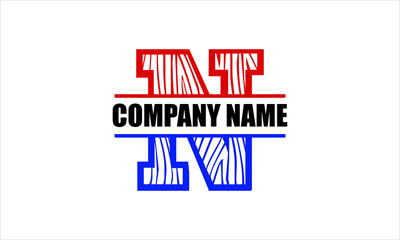 N Alphabet split letter flag abstract monogram vector logo template