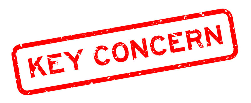 Grunge red key concern word square rubber seal stamp on white background