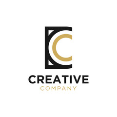 Initial letter C logo design using circle and square