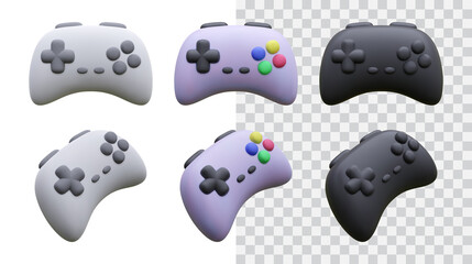 Set of 3d realistic gamepad isolated on transparent background. Vector illustration © bs_k1d