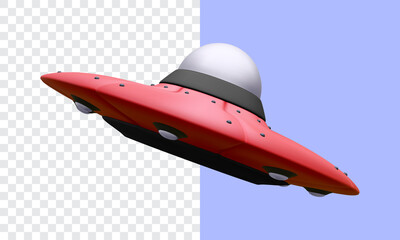 Unidentified flying object isolated on transparent  background. Vector illustration