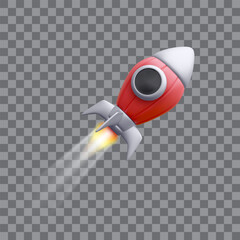 3d realistic rocket isolated on transparent background. Vector illustration © bs_k1d
