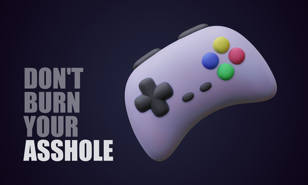 Gamepad or joypad controller. Console gaming controller 3d render. Retro gamepad on black background. Gamers and games concept. Vector illustration
