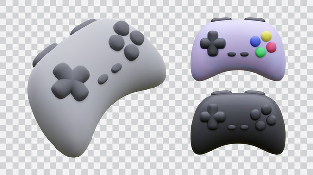 Set of realistic joypads isolated on transparent background. Vector illustration