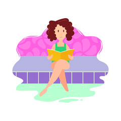 Cartoon vector illustration of Book festival, reading a book