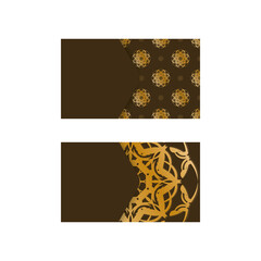 Brown business card with luxurious gold pattern for your business.