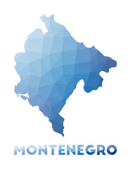 Low poly map of Montenegro. Geometric illustration of the country. Montenegro polygonal map. Technology, internet, network concept. Vector illustration.