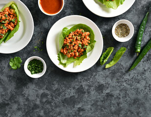 Asian minced meat lettuce wraps
