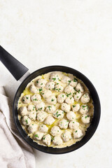 Swedish meatballs with white creamy sauce