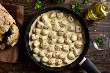 Swedish meatballs with white creamy sauce